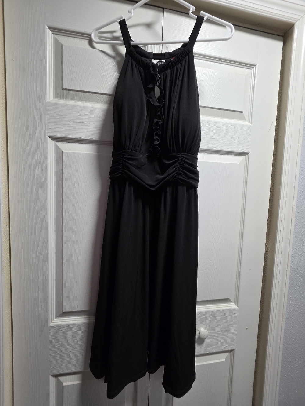 R&K Originals Black Halter Cocktail Dress Womens Size 16 Ruffled LBD Party Event